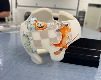 Calcomanías para casco de Halloween con estampado de dinosaurios y cuadros para niños / Doc Band / Starband / Hanger Helmet