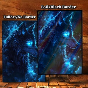Neon Blue Wolf Card Sleeves – TCG Card Sleeve Protectors, High-Quality Protection for Collectible Cards