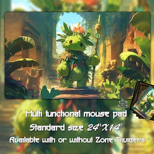 Cute Leafy Guardian playmat, Trading Card Games, Custom Game Mat With Zones, 24&quot;X14&quot;（350*600mm) Custom Playmat