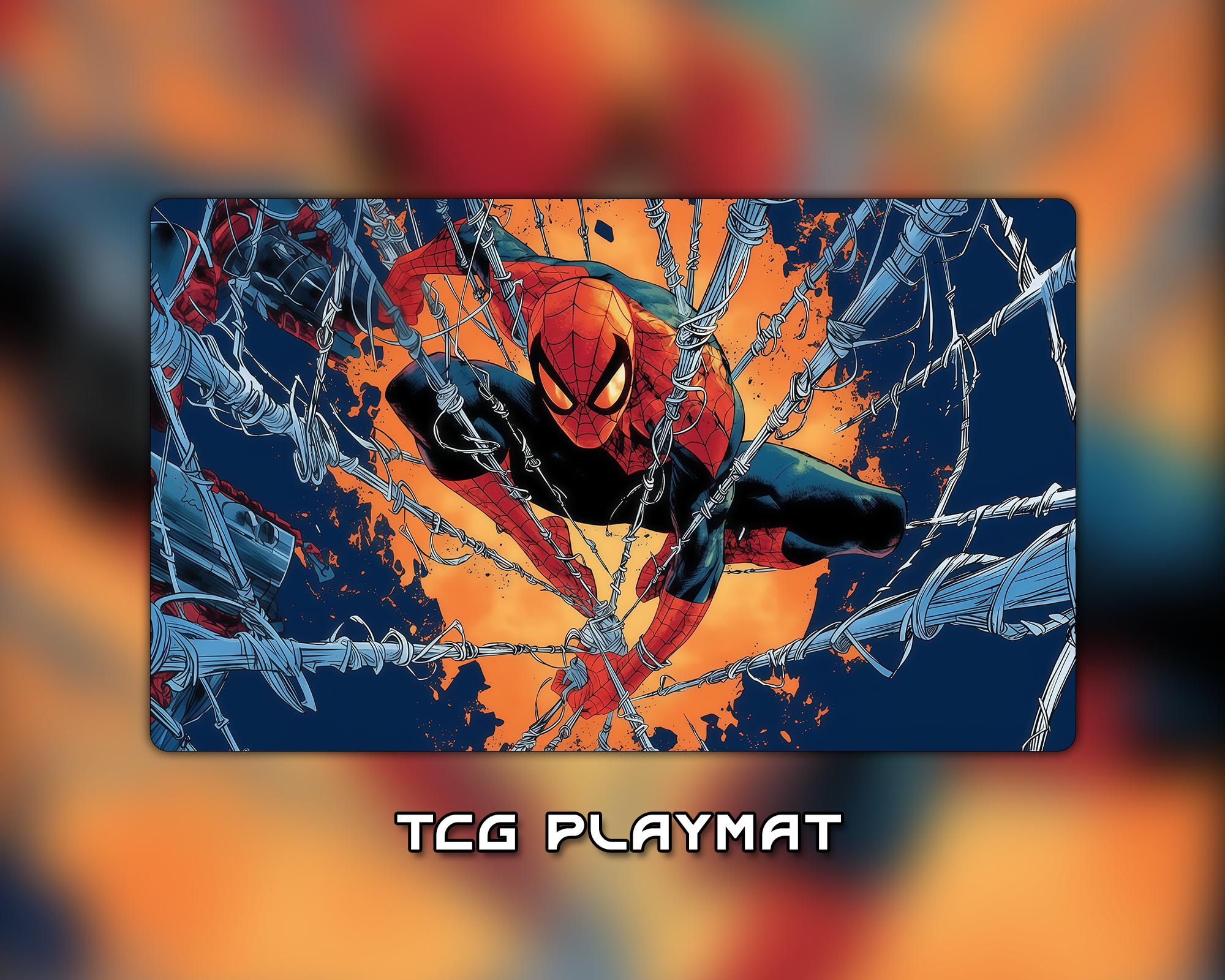 MTG Playmat, Crimson Web Spider Trading Card Game, Custom Zones (24"x14")