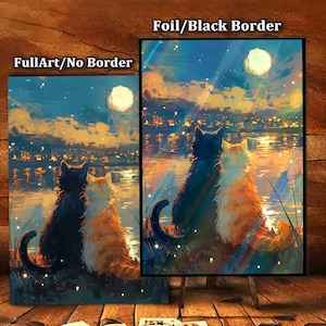 Cats by Moonlight MTG Card Sleeves: AI-Crafted Sleeves