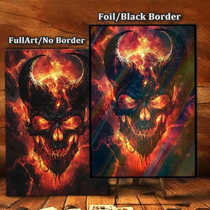 Mtg card sleeves, Flaming Horned Skull Card Sleeves,  Top Quality Magic Sleeves, MTG Accessories, Commander Card Sleeves