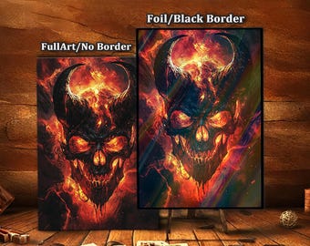 MTG Card Sleeves, Flaming Horned Skull Card Sleeves: MTG/Commander Accessories