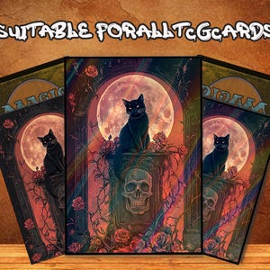 Mystic Black Cat & Skull Kartenhüllen - TKG Kartenhüllen, hochwertige Magie, Kartenhüllen, Kartenhüllen für Kommandanten
