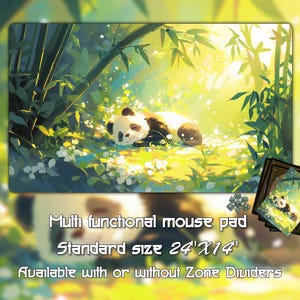 Sleeping Panda Nap playmat, Trading Card Games, Custom Game Mat With Zones, 24&quot;X14&quot;（350*600mm) Custom Playmat