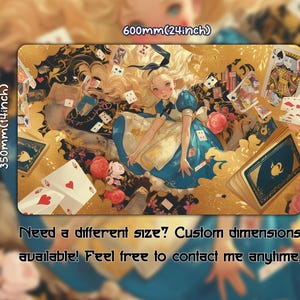 Golden Alice Scene Playmat, Trading Card Games, Custom Game Mat With Zones, 24&quot;X14&quot;（350*600mm) Custom Playmat