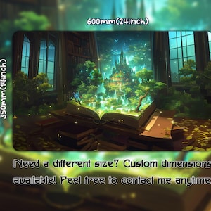 Book of Enchanted Realm, Trading Card Games, Custom Game Mat With Zones, 24&quot;X14&quot;（350*600mm) Custom Playmat