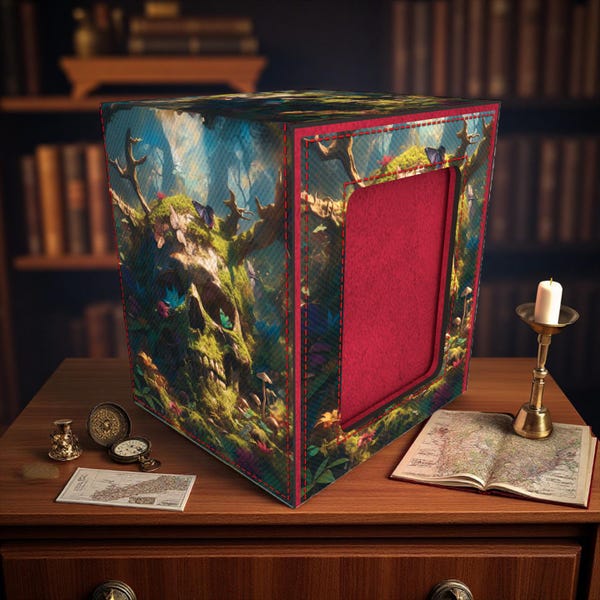 Deck Box, Mossy Skull Grove Card Leather MTG/Pokemon Storage - Holds 100+ Sleeved Cards