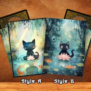 Mtg card sleeves,Lotus Pond Cat | 2 Styles for Choice,Top Quality Magic Sleeves，MTG Accessories，Cut tcg Card Sleeves,High-Quality Protection