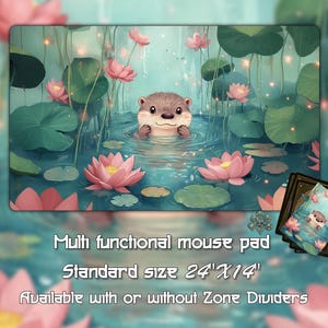 Cute otter playmat, Trading Card Games, Custom Game Mat With Zones, 24&quot;X14&quot;（350*600mm） Custom Playmat