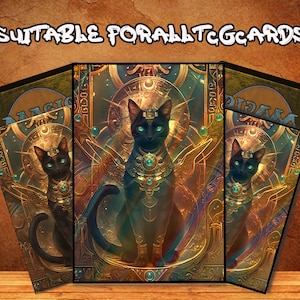 Golden - Adorned Cat-Premium MTG Card Sleeves – Ultra-Durable, High-Quality Protection for Collectible Cards