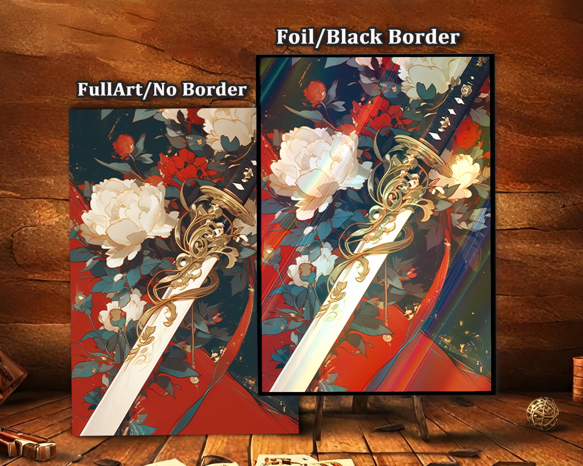 MTG Card Sleeves, Ornate Sword & Peonies – Top Quality Detailed