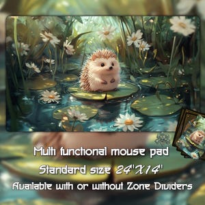 Serene Hedgehog Pond playmat, Trading Card Games, Custom Game Mat With Zones, 24&quot;X14&quot;（350*600mm） Custom Playmat