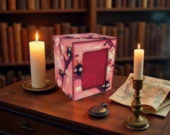 Deck Box, Cherry Blossom Cat Holds 100+ Sleeved Cards
