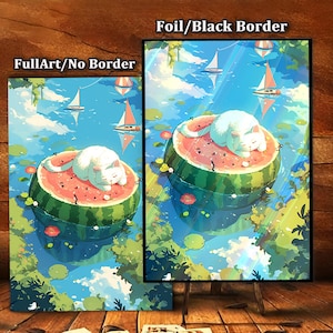 Cat on Watermelon MTG Card Sleeves – TCG Card Sleeve Protectors, High-Quality Protection for Collectible Cards, TCG Sleeves