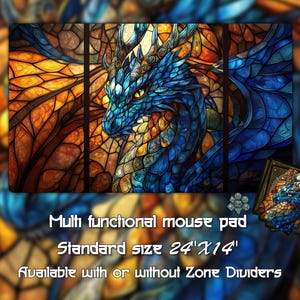 Stained - Glass Dragon Playmat, Trading Card Games, Custom Game Mat With Zones, 24&quot;X14&quot;（350*600mm) Custom Playmat