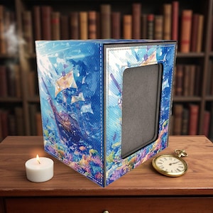 MTG Deck Box with Commander Display, Coral Reef Shipwreck Card Leather MTG/Pokemon Storage - Holds 100+ Sleeved Cards