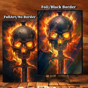 Mtg card sleeves, Fiery Skull Sword Card Sleeves,  Top Quality Magic Sleeves, MTG Accessories, Commander Card Sleeves