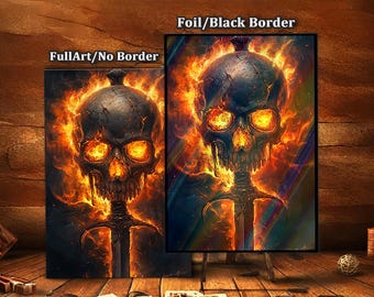 MTG Card Sleeves, Fiery Skull Sword Card Sleeves: MTG Accessories,  Detail