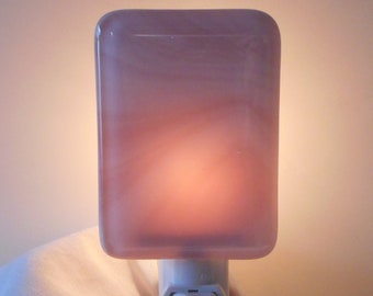 Glass Night Light, Pink and White Fused Glass, Handmade Home and Living, Home Décor, Room Décor