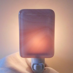 Glass Night Light, Pink and White Fused Glass, Handmade Home and Living, Home Décor, Room Décor image 1