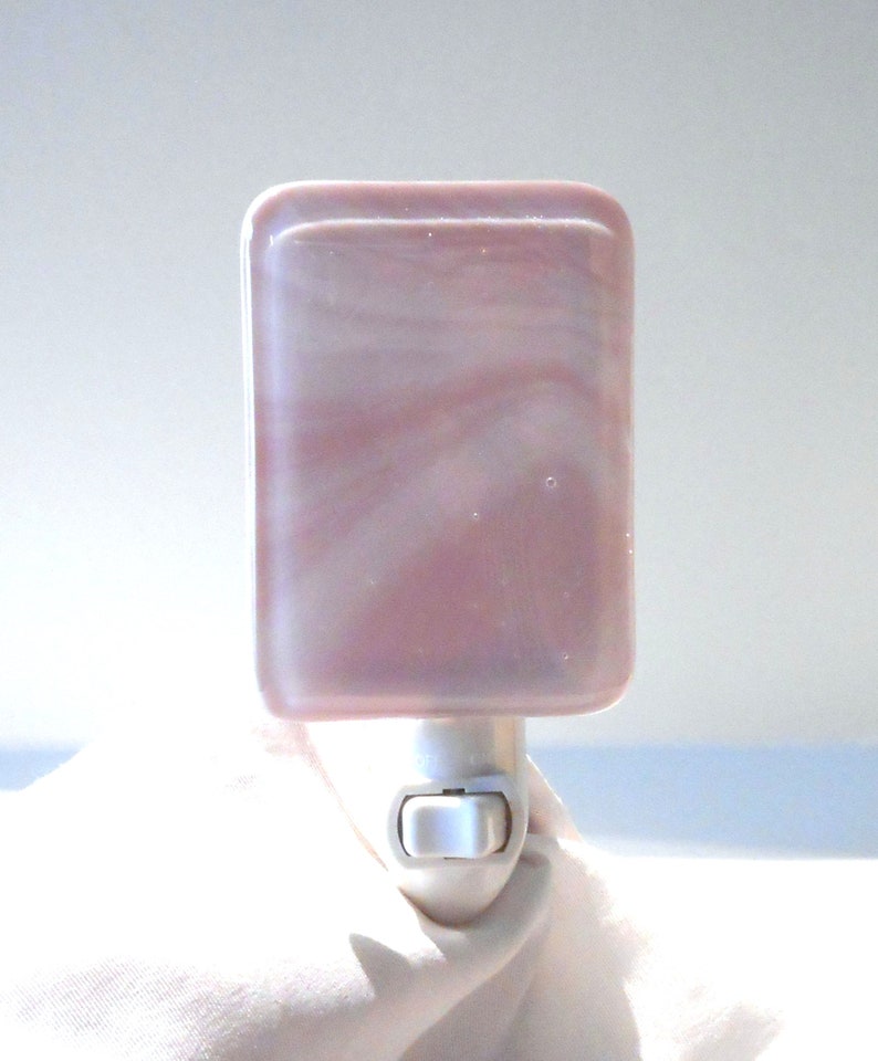 Glass Night Light, Pink and White Fused Glass, Handmade Home and Living, Home Décor, Room Décor image 2