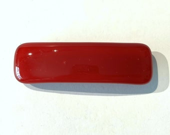 Fused Glass Barrette, Red and Clear Fused Glass, Handmade Hair Accessories, Red Glass Hair Clip