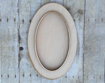 Oval Birch Wood Frame, 3-Layer Blank, DIY Wall Decor (14x9")