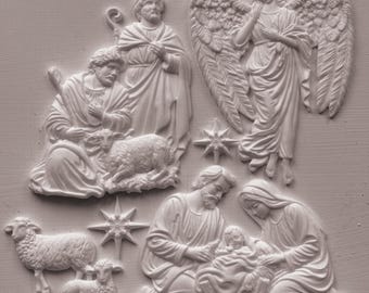 IOD Silent Night Mould • Iron Orchid Designs • 6×10 Nativity Scene & Christmas Angel Mould • Ships in 1–2 Days