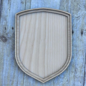Shield Shaped Wood Frame, Layered, Purebond Birch, Wooden Blank, 7.5x10&quot; Wooden Frames, Decor, Wall Hanging, Wall Decor, Laser Cut