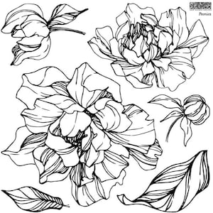 IOD Peonies 2 Sheet 12 inch by 12 inch Stamps, Iron Orchid Designs Ships in 1-2 days!