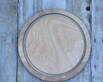 Marco redondo de madera con incrustaciones, laminado, abedul Purebond, madera en blanco, marcos de madera de 11,5", decoración, para colgar en la pared, decoración de pared, corte láser.