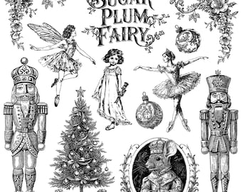 2025 IOD Sugar Plum Fairy Stamp, Iron Orchid Design, Christmas Holiday, Nutcracker, Reindeer, Rat King, Ballet, Dancing, Fairies