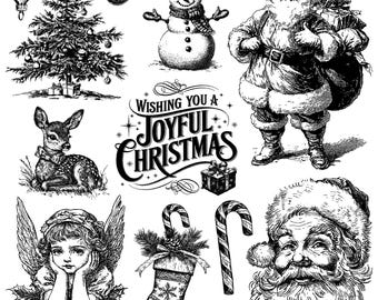 2025 IOD Christmas Wishes Stamp, Iron Orchid Design, Christmas Holiday, Santa, Reindeer, Angel, Cherub, Snowman, Tree, Vintage, Gift Tags