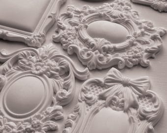 IOD Frames Three 6x10 Decor Mould Label Moulds Use Clay or Resin Craft Signs Sugar Arts Furniture Decor, Frames 3 Mold Ship in 1-2 days!
