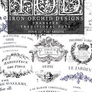 Iron Orchid Designs の伝統的なポット転写パッド (12 x 16 シート 8 枚付き) 擦り付け家具転写デカール 1 ～ 2 日で発送します。