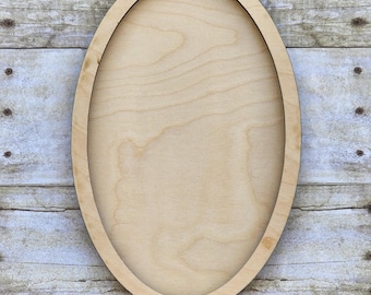 Marco de madera ovalado, en capas, grabado a láser, Purebond de abedul, madera en blanco, 10 x 6,5, decoración, colgante de pared, corte láser