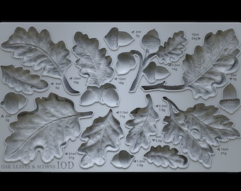 IOD Oak Leaves and Acorns Decor Mould • Iron Orchid Designs 6x10 • Clay and Resin Casting Silicone Mold for Crafts & Furniture