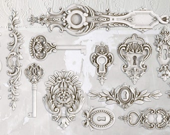 IOD Lock and Key 6x10 Decor Mould, Lock&Key Moulds Use With Clay or Resin Crafts Signs Sugar Arts Furniture Fall Decor, Lock and Key Mold
