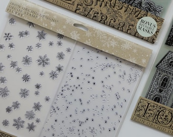 IOD Flurry Stamp • Iron Orchid Designs • 12×12 Winter Snowflake & Distressed Texture Stamp • Ships in 1–2 Days