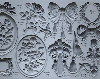 2025 IOD Victoriana Decor Mould, Moulds Use Clay or Resin Crafts Signs Sugar Arts Furniture, Smalls, Bows, Tassle, Christmas Mold Ship 1 day