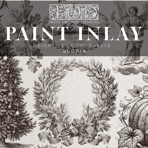 Gloria IOD Paint Inlay by Iron Orchid Design - Limited Release, Classic Christmas, Autumn, Pumpkin, Christmas Tree, Forest, Limited Release
