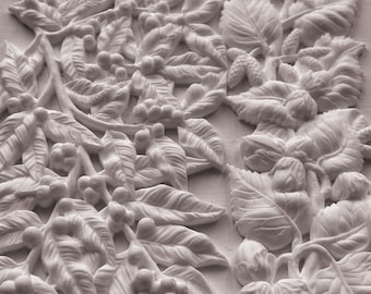IOD Hazel & Bay Mould • Iron Orchid Designs • 6×10 Hazelnut and Bayberry Botanical Branch Mould • Ships in 1–2 Days