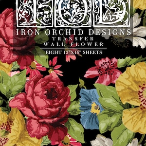 Wall Flower IOD Transfer Pad with (8) 12 X 16 Sheets by Iron Orchid Designs Rub-On Furniture Transfer Decal Ships in 1-2 days!