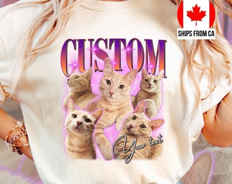 Custom pet Bootleg cat Rap Tee Vintage Graphic 90s Tshirt Custom Photo Shirt CUSTOM Your Own Bootleg Idea Here cat personalized gift dog mom
