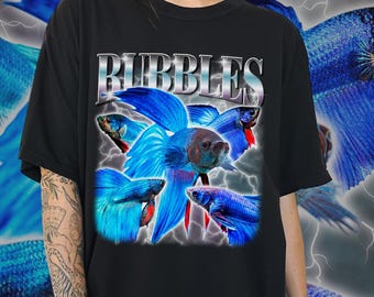 Custom pet Bootleg photo Rap Tee Vintage Graphic 90s Tshirt Photo CUSTOM Your Own Bootleg Idea Here personalized aquarium fishkeeper betta