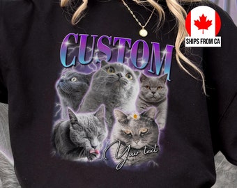 Custom pet Bootleg cat Rap Tee Vintage Graphic 90s Tshirt Custom Photo Shirt CUSTOM Your Own Bootleg Idea Here cat personalized gift dog mom