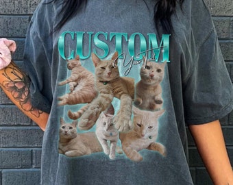 Custom pet Bootleg cat Rap Tee Vintage Graphic 90s Tshirt Custom Photo Shirt CUSTOM Your Own Bootleg Idea Here cat personalized gift dog mom