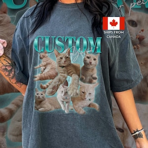 Custom pet Bootleg cat Rap Tee Vintage Graphic 90s Tshirt Custom Photo Shirt CUSTOM Your Own Bootleg Idea Here cat personalized gift dog mom Bild 1