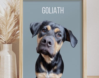 Custom Pet Portrait Personalized Dog Wall Art Pet Memorial Ideas Digital or Print Couple Gift cat mom Unique Gift pet loss Art painting draw